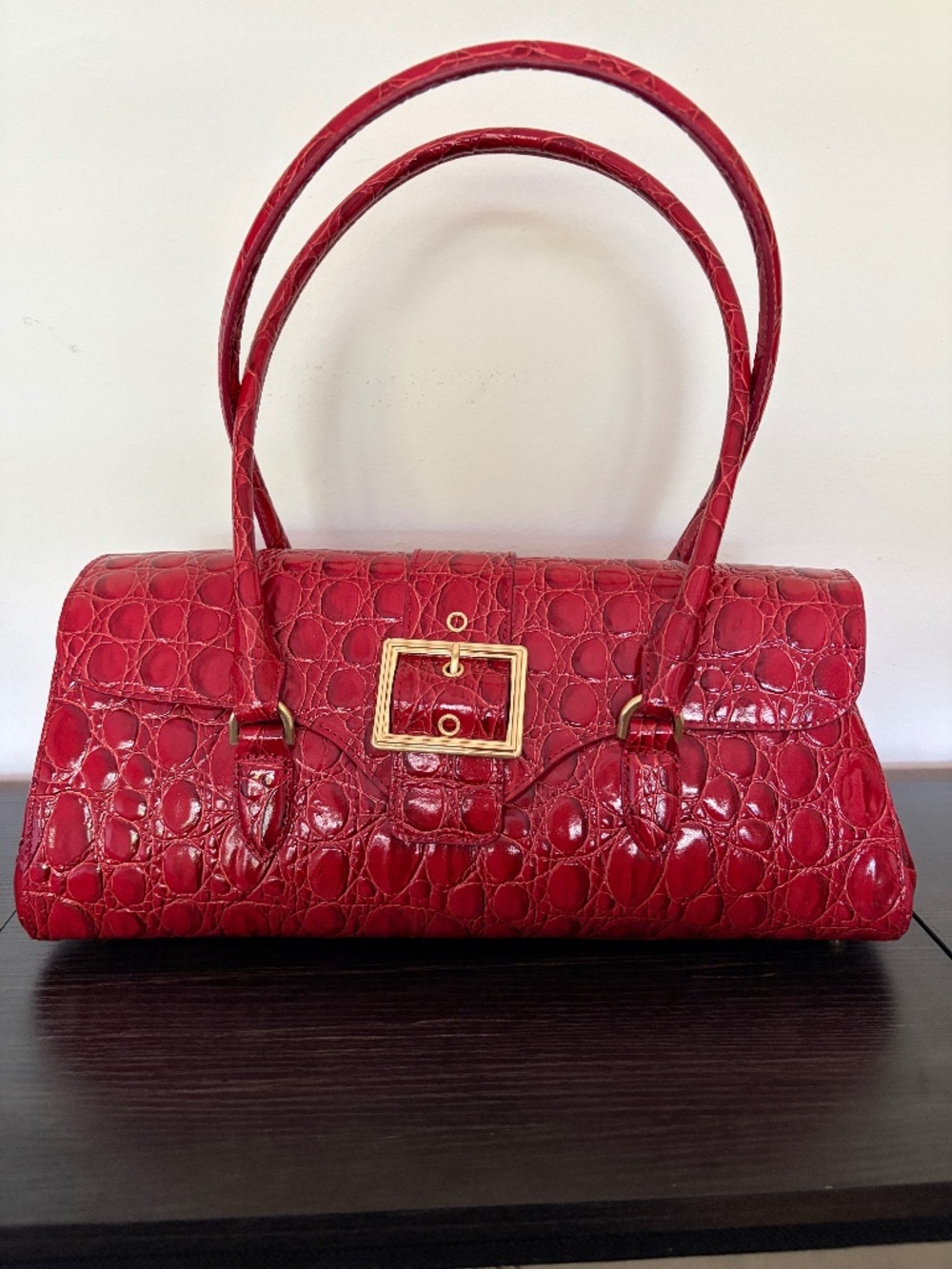 Brahmin Dayan Satchel in Sriracha Vanderbilt — NWT Luxury Croc Embossed